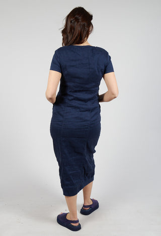 Short Sleeve Fitted Dress in Navy