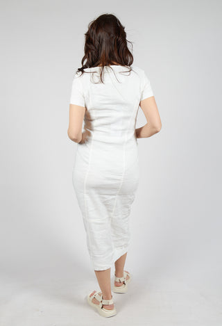 Short Sleeve Fitted Dress in Offwhite