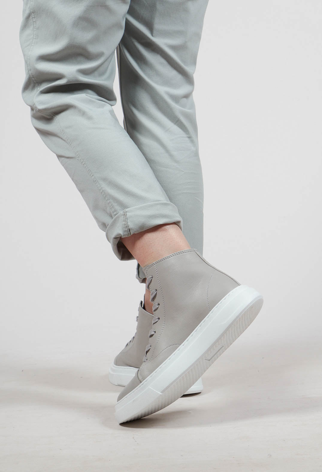 Lace Up High Top Pumps in Grey