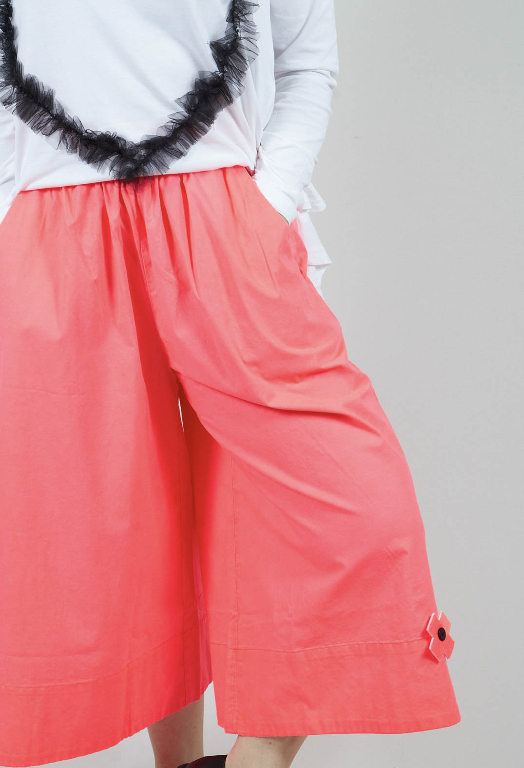 Wide Paper Trousers in Coral