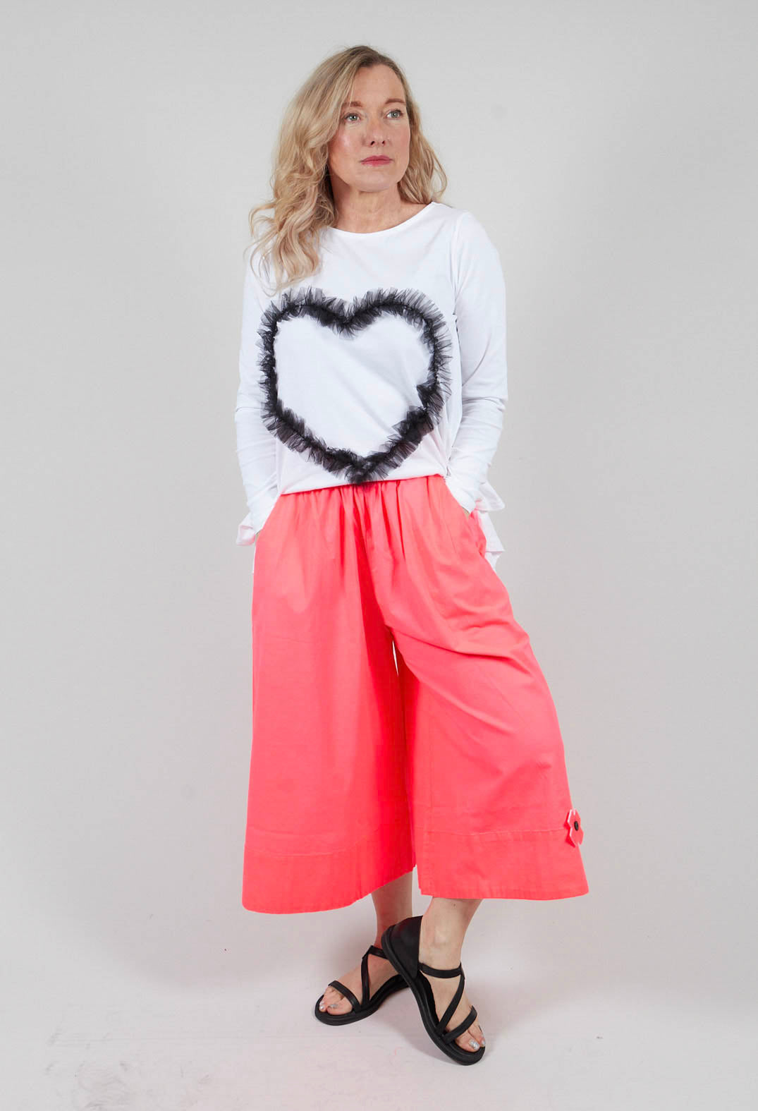 Wide Paper Trousers in Coral