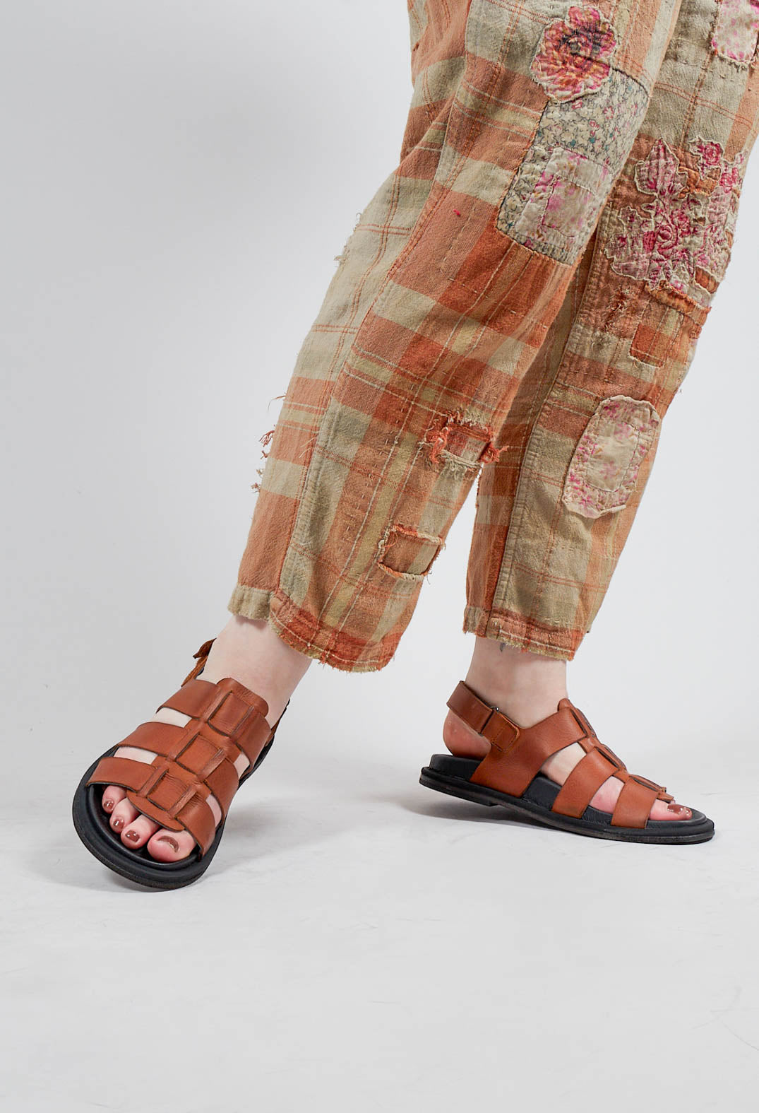 Multi Strap Sandals in Gasoline Cognac