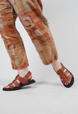 Multi Strap Sandals in Gasoline Cognac