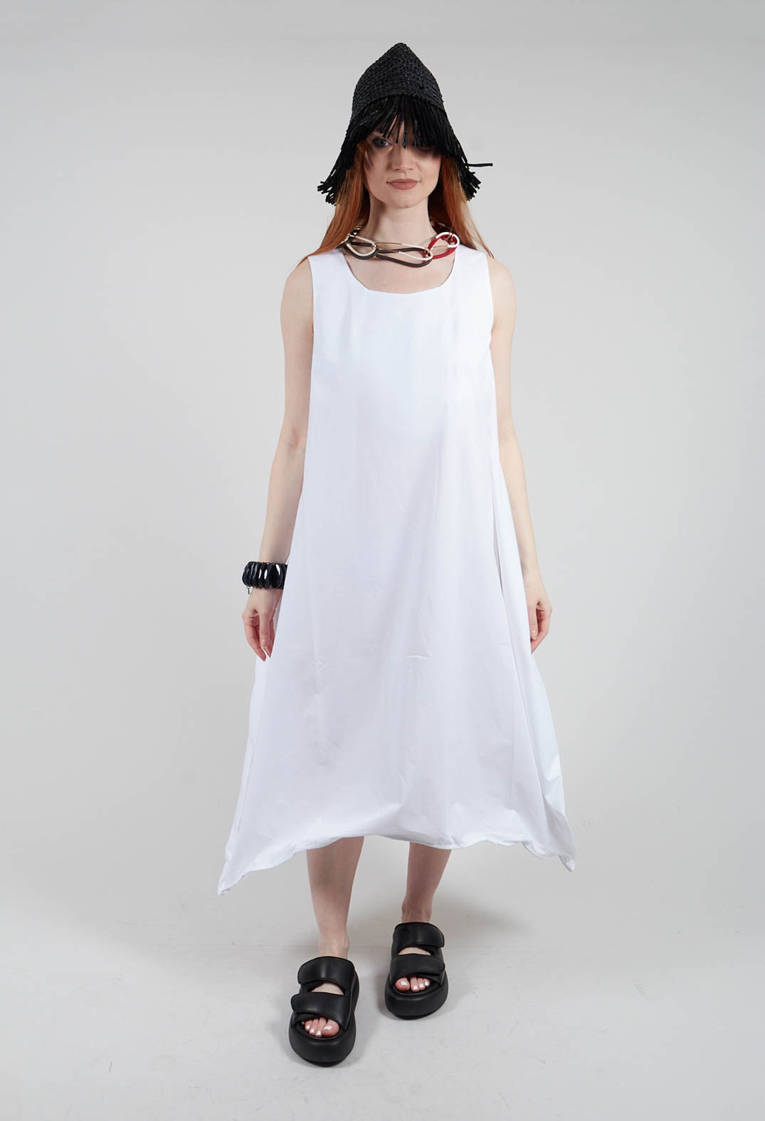 Wire Hem Dress in Off White