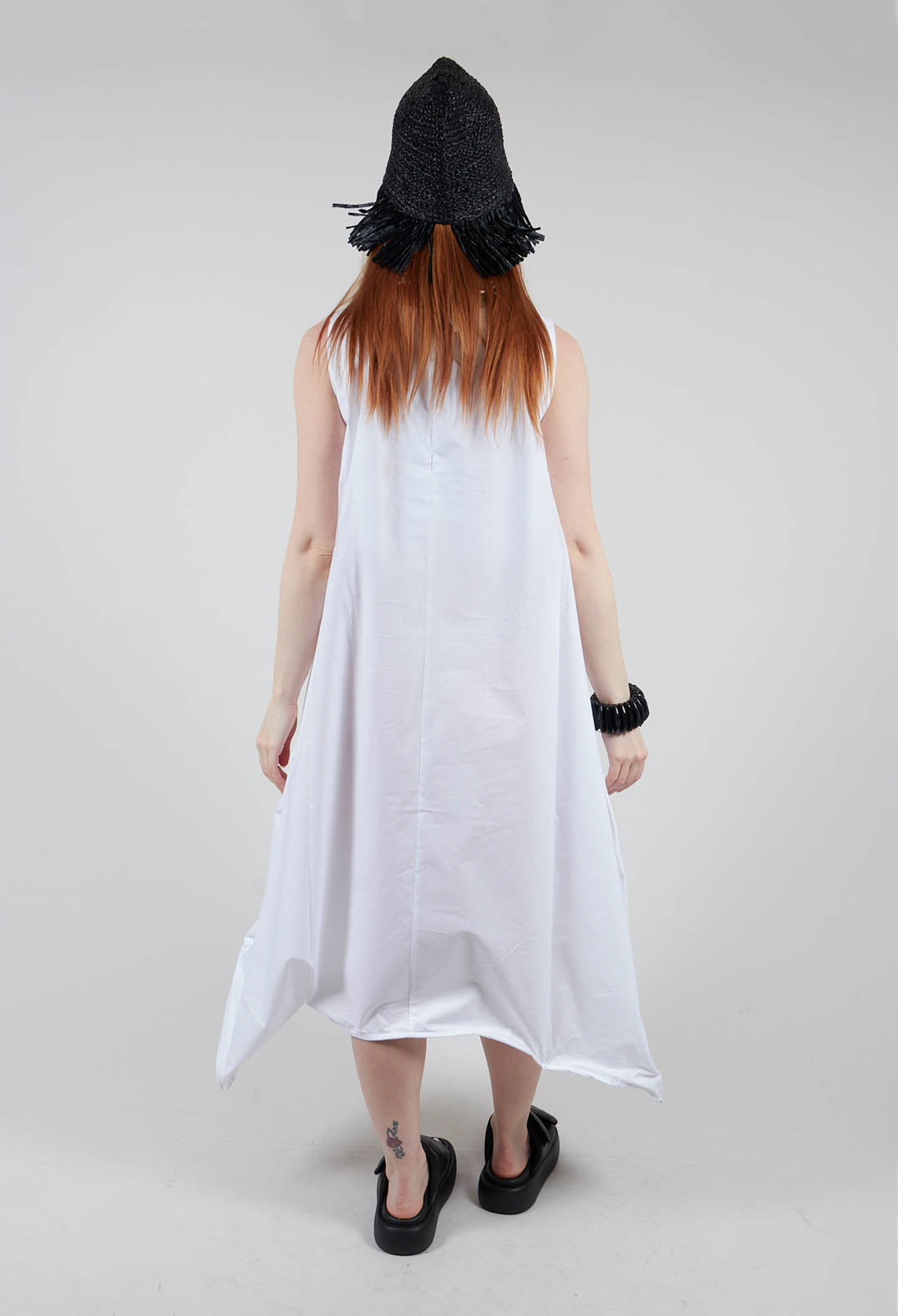 Wire Hem Dress in Off White