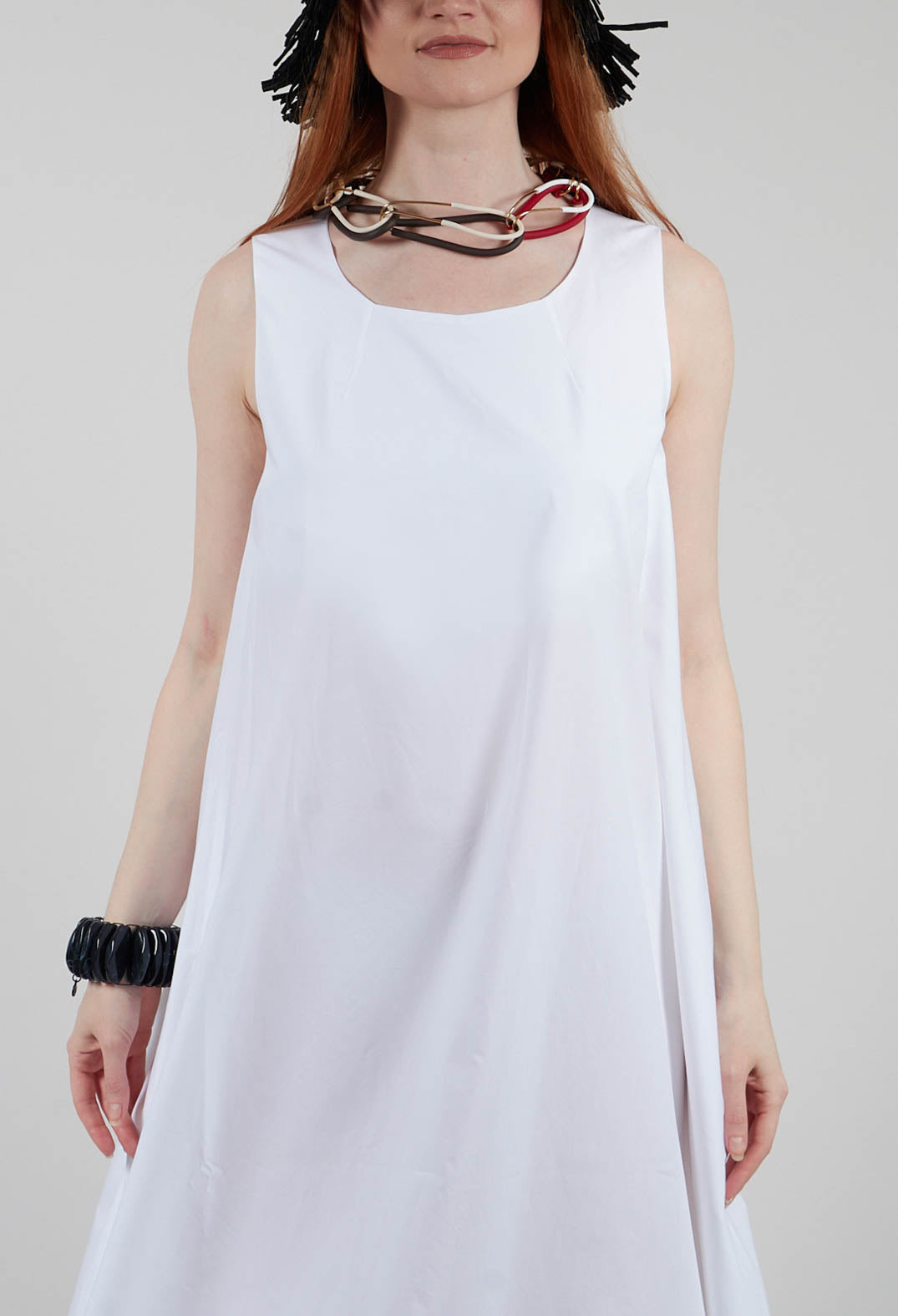 Wire Hem Dress in Off White