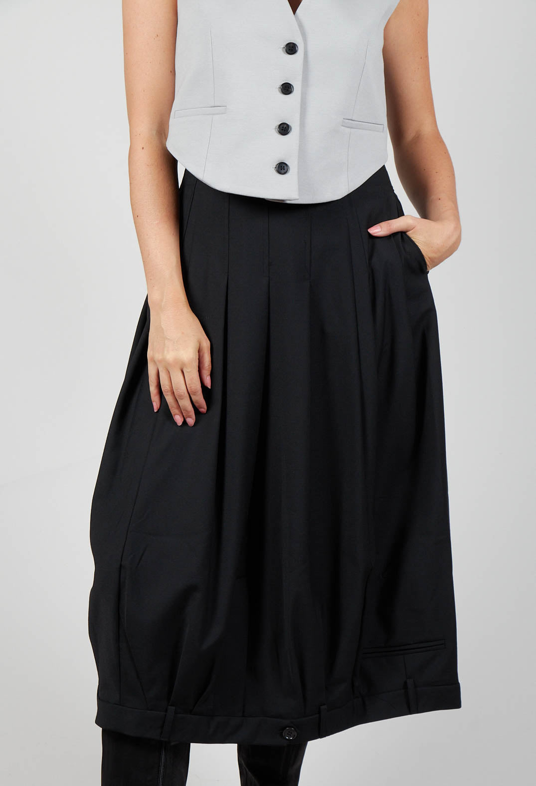 A-Line Skirt with Feature Hemline in Black