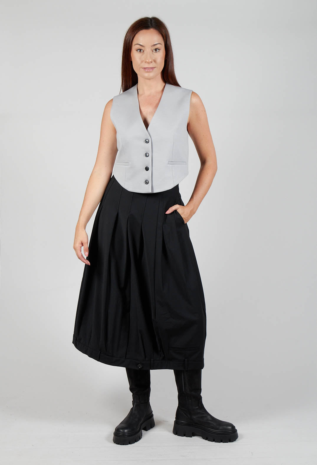 A-Line Skirt with Feature Hemline in Black