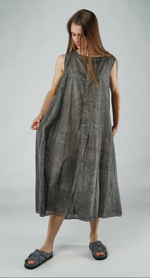 PRE-ORDER - A-Line Sleeveless Dress in Grey Cloud (Pictured in Black Cloud)