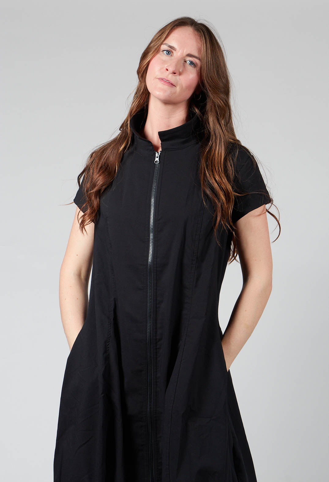 Black zip up dress hotsell