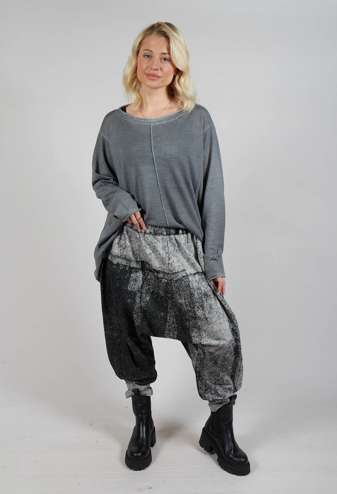 Allover Print Trousers in Light Grey