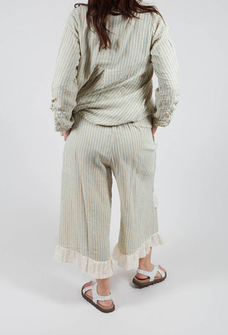 Ange Pants in Gaz Cotton Raye Bleu