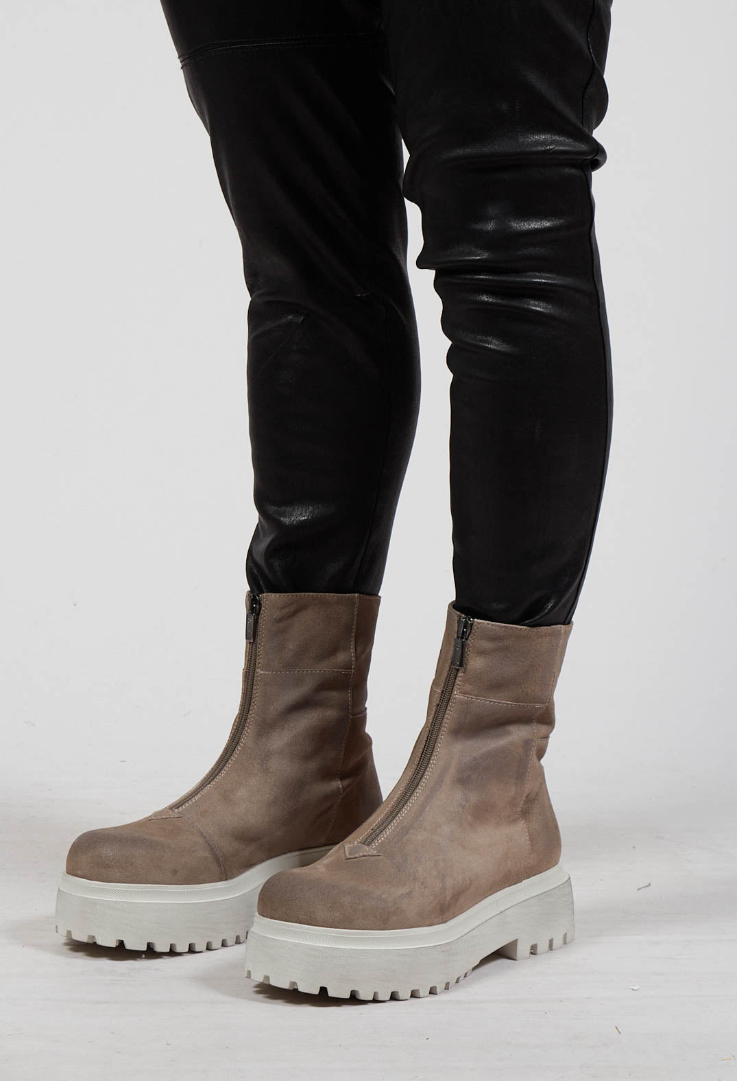 Ankle Boots with Front Zip in London Cardboard