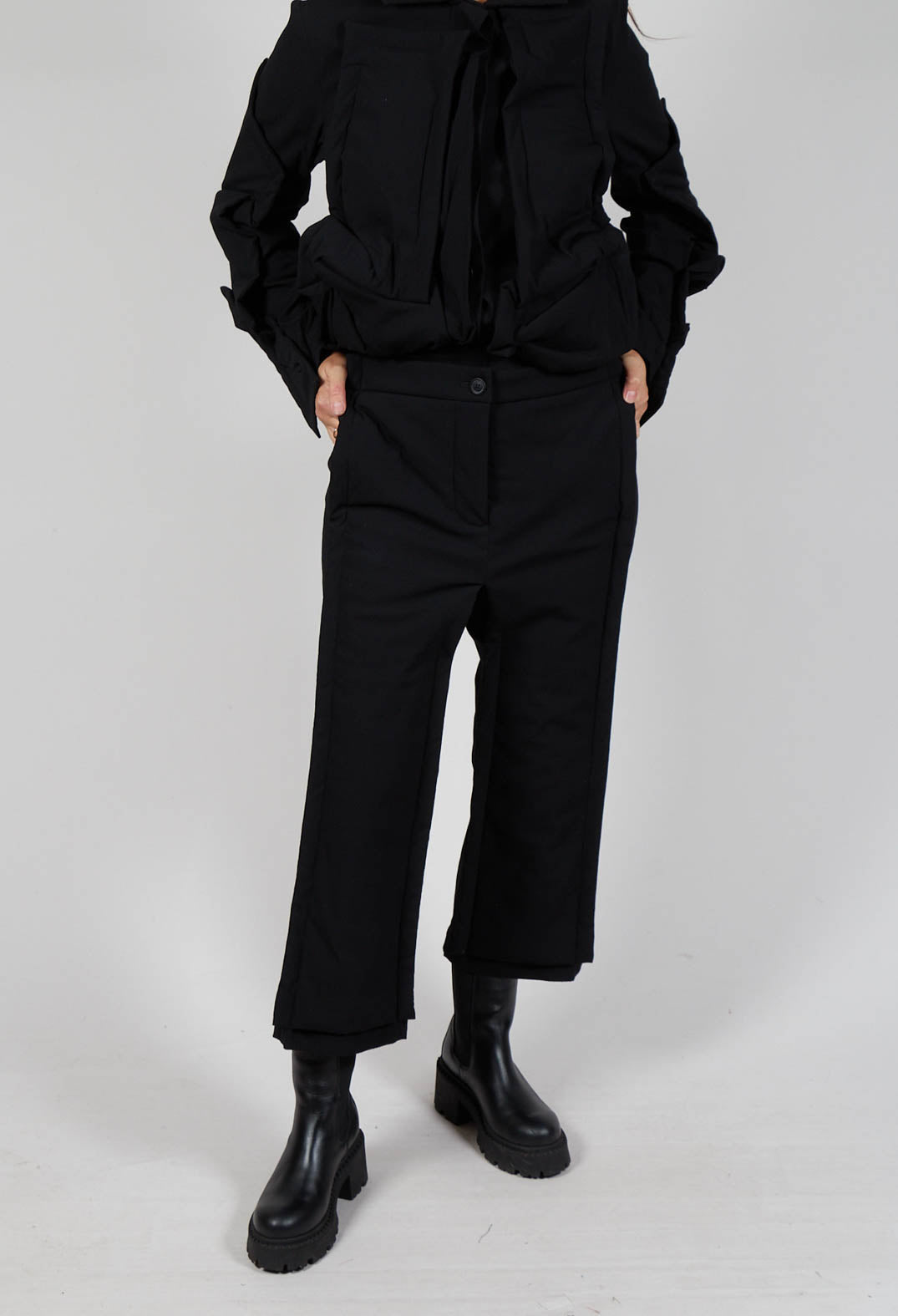 Ankle Double Front Trousers in Black