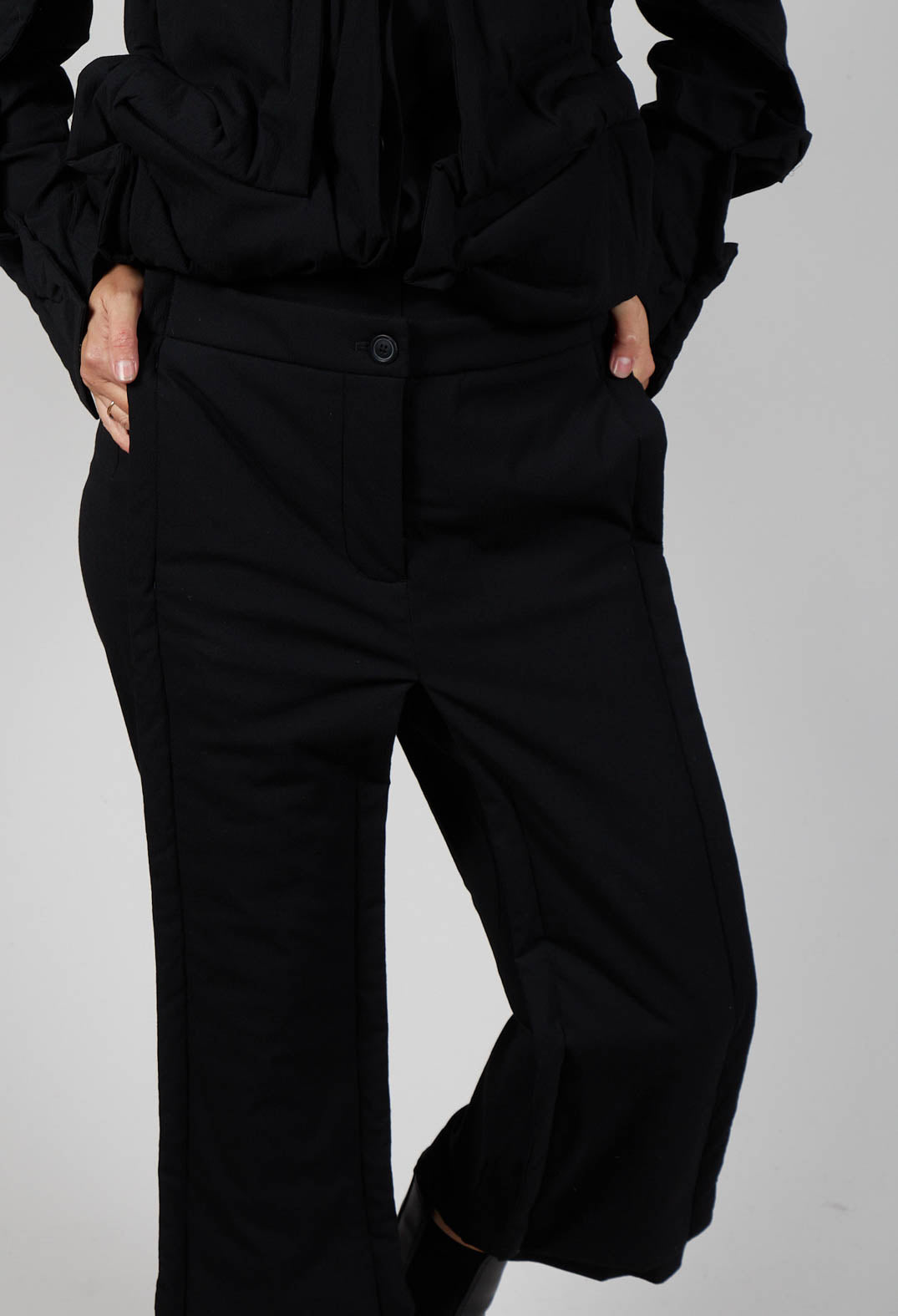 Ankle Double Front Trousers in Black