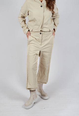 Ankle Double Front Trousers in Bone