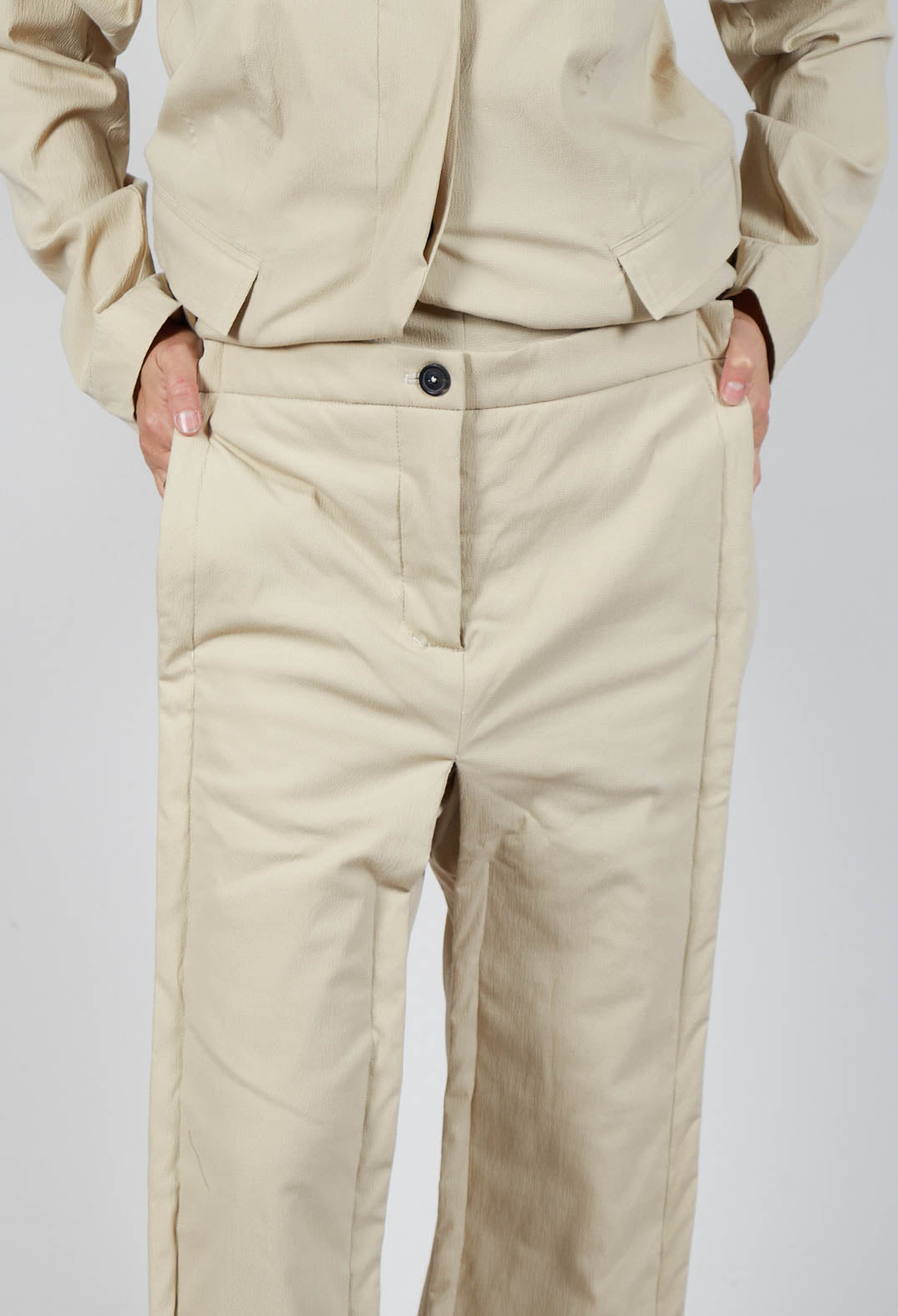 Ankle Double Front Trousers in Bone