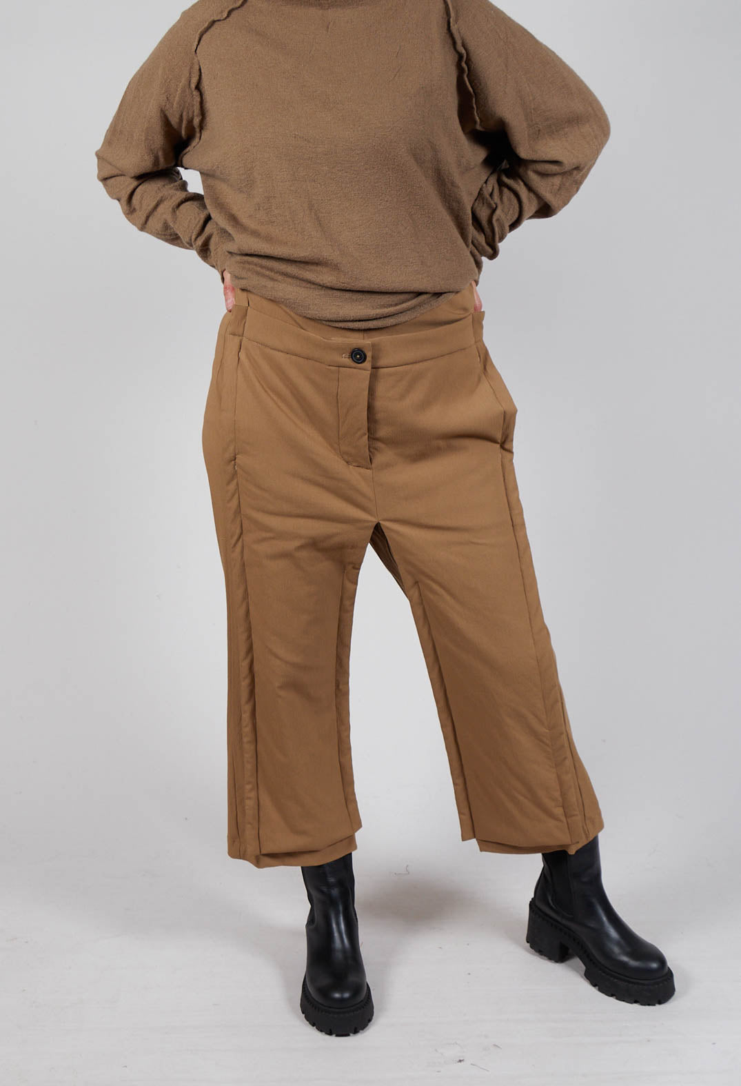 Ankle Double Front Trousers in Camel