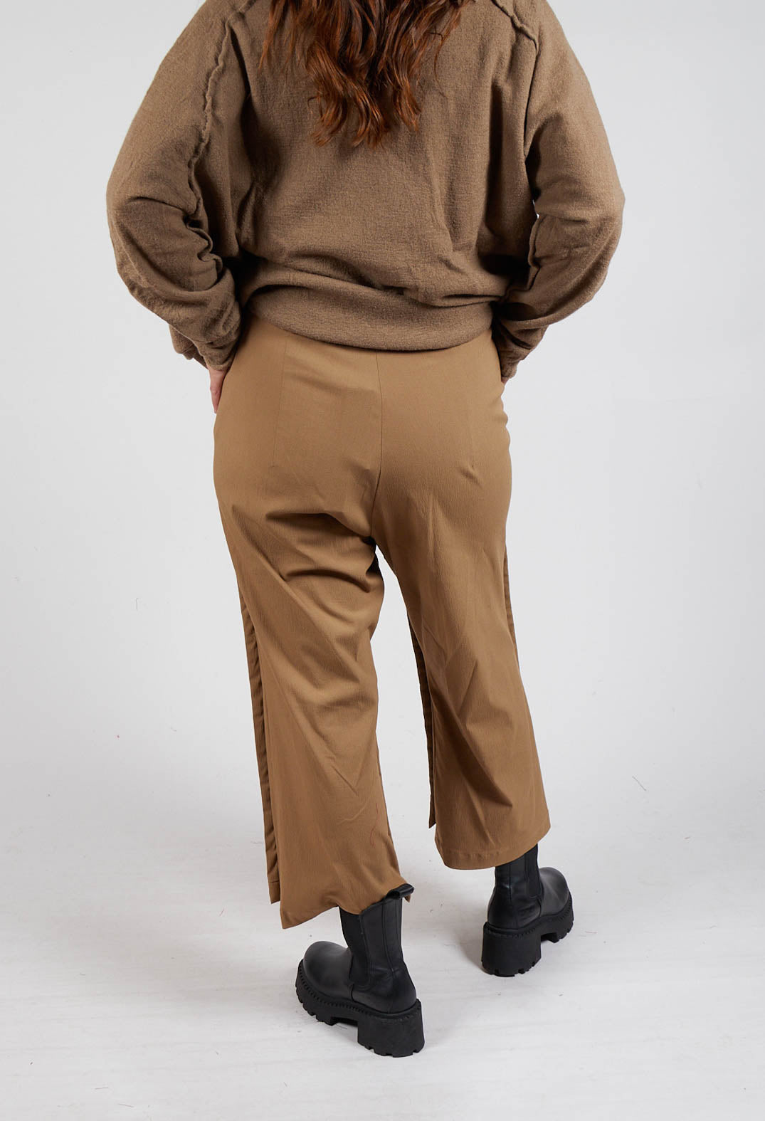 Ankle Double Front Trousers in Camel