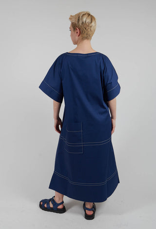 Asymetric Neckline Dress in Azure Blue