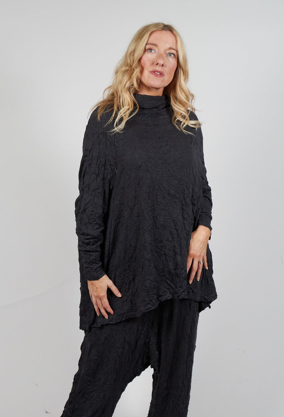 Asymmetric Crinkle Top in Slate