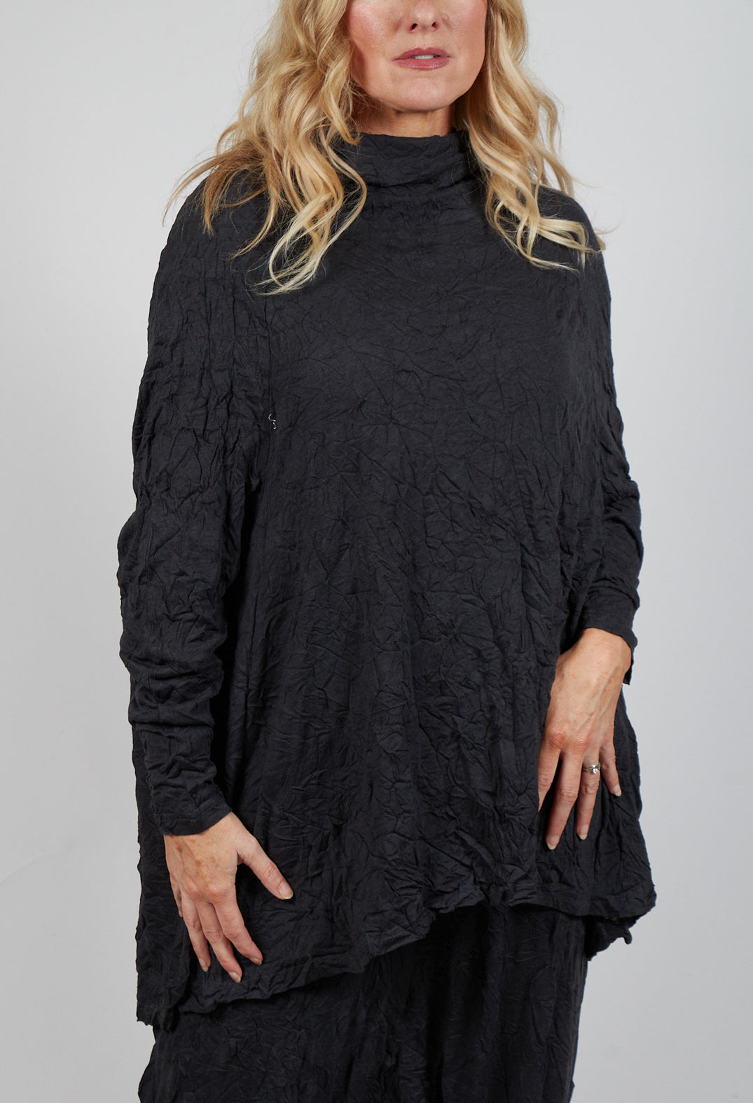 Asymmetric Crinkle Top in Slate