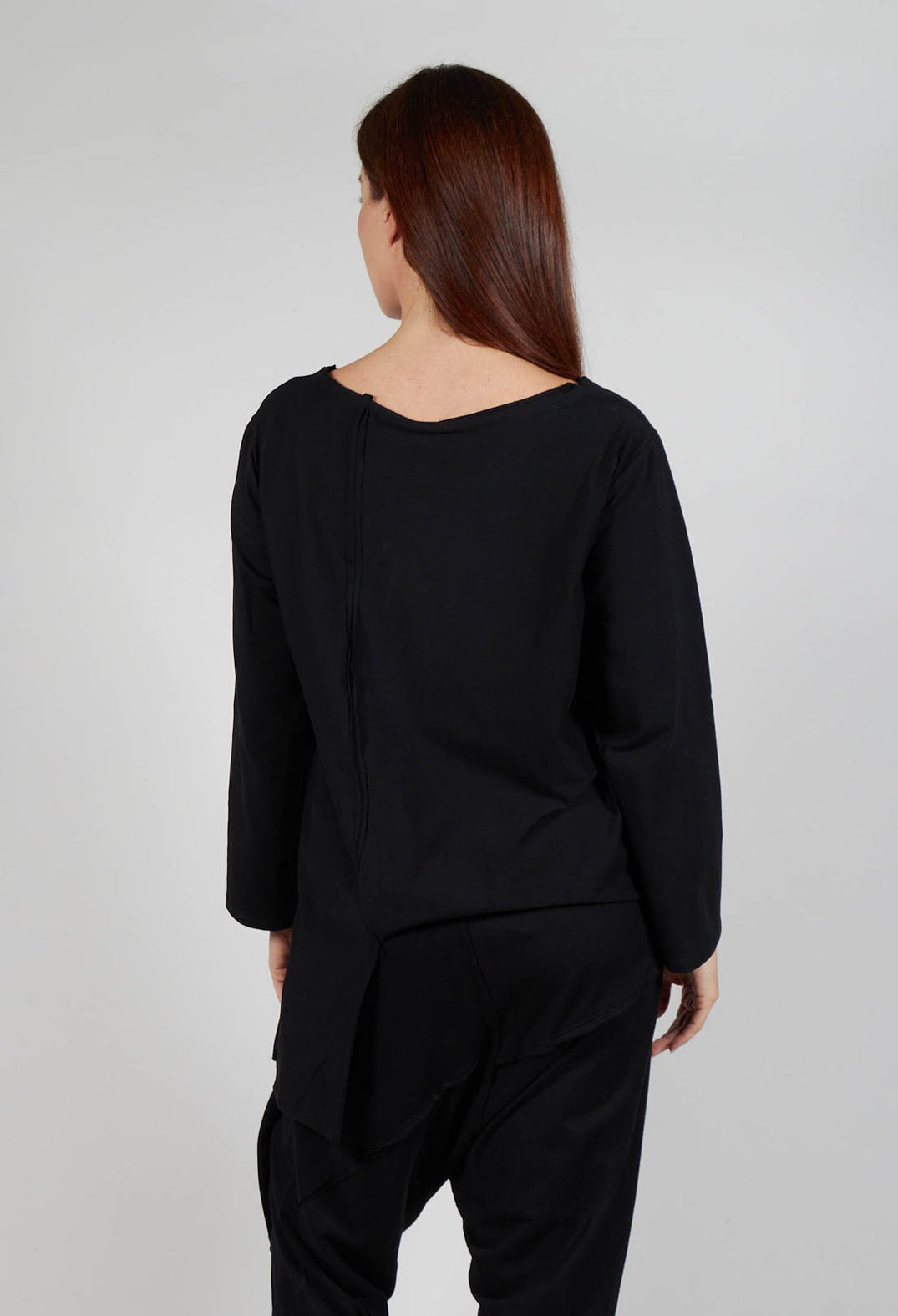 Asymmetric Jersey Top in Black