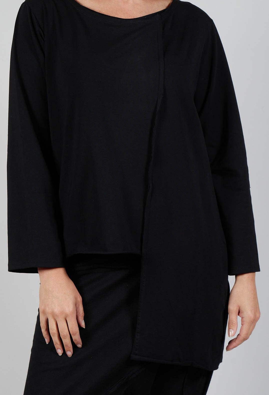 Asymmetric Jersey Top in Black