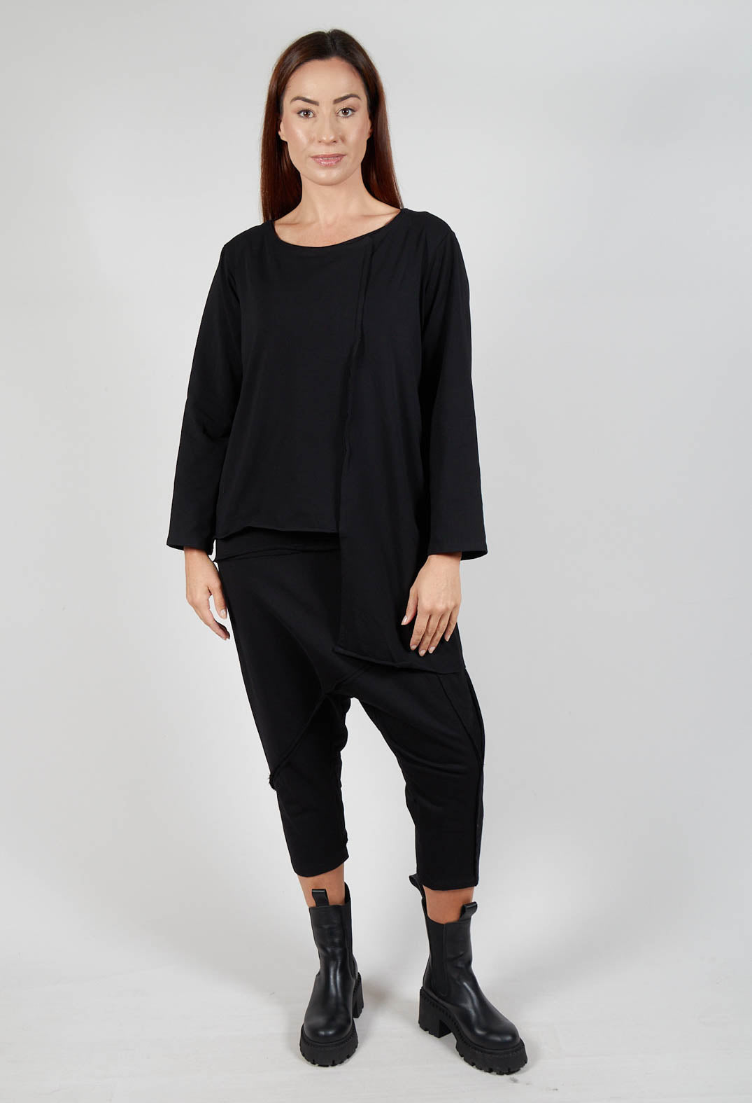 Asymmetric Jersey Top in Black