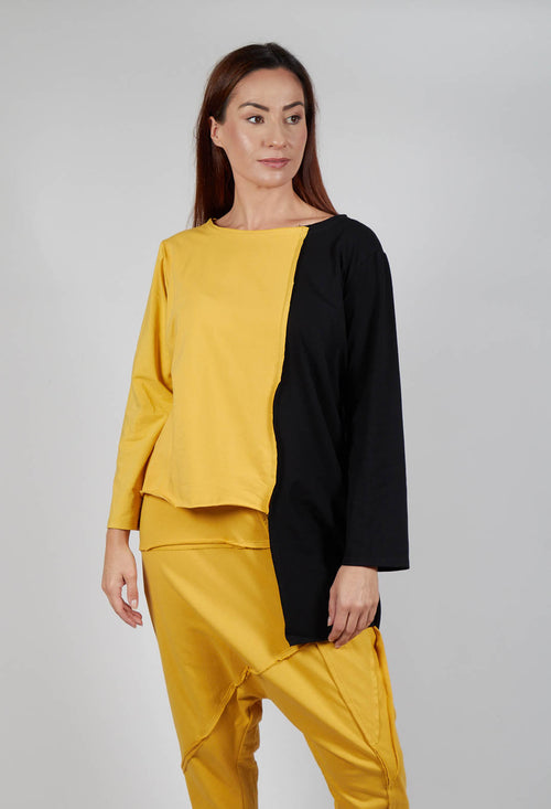 Asymmetric Jersey Top in Yellow and Black