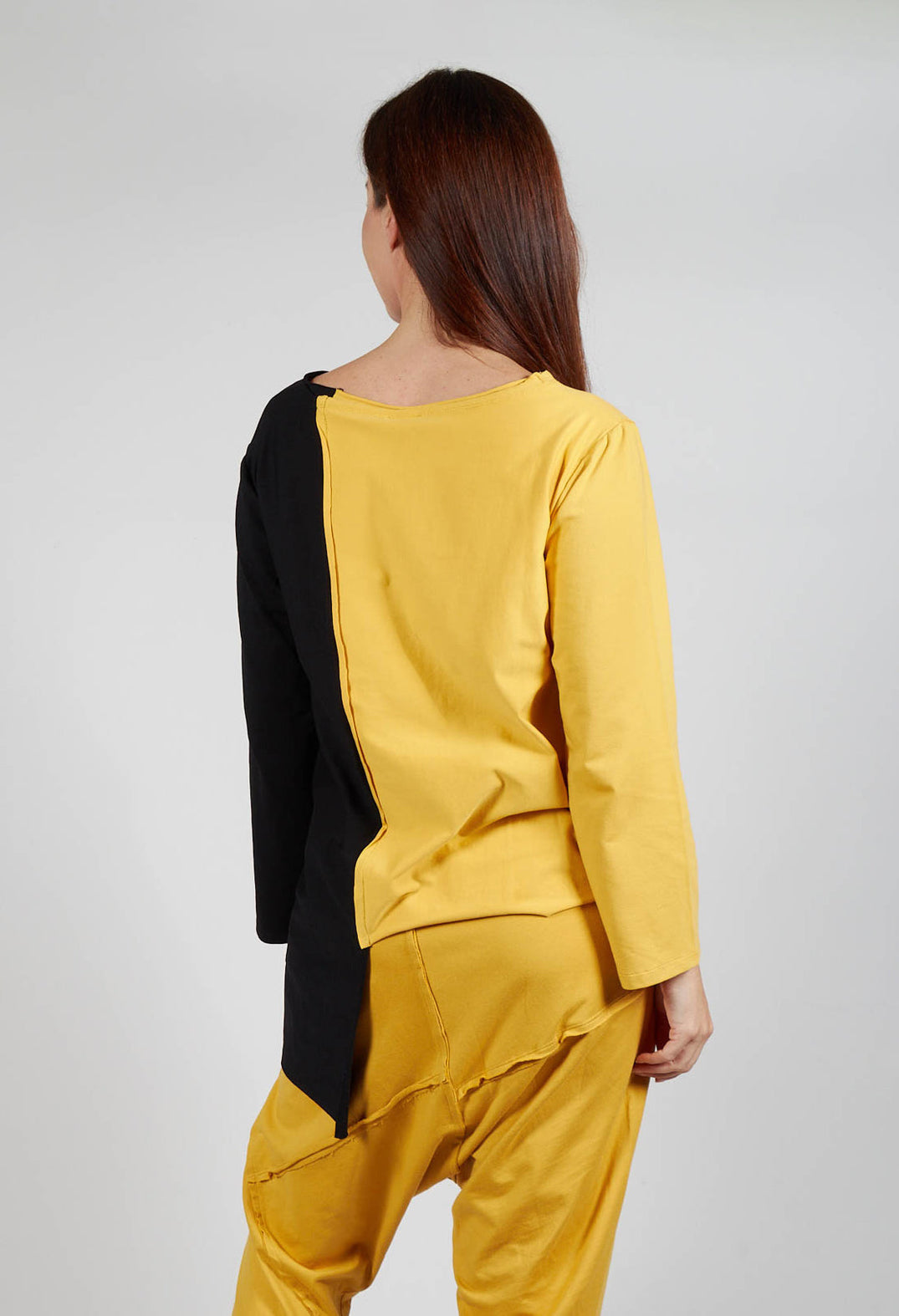 Asymmetric Jersey Top in Yellow and Black