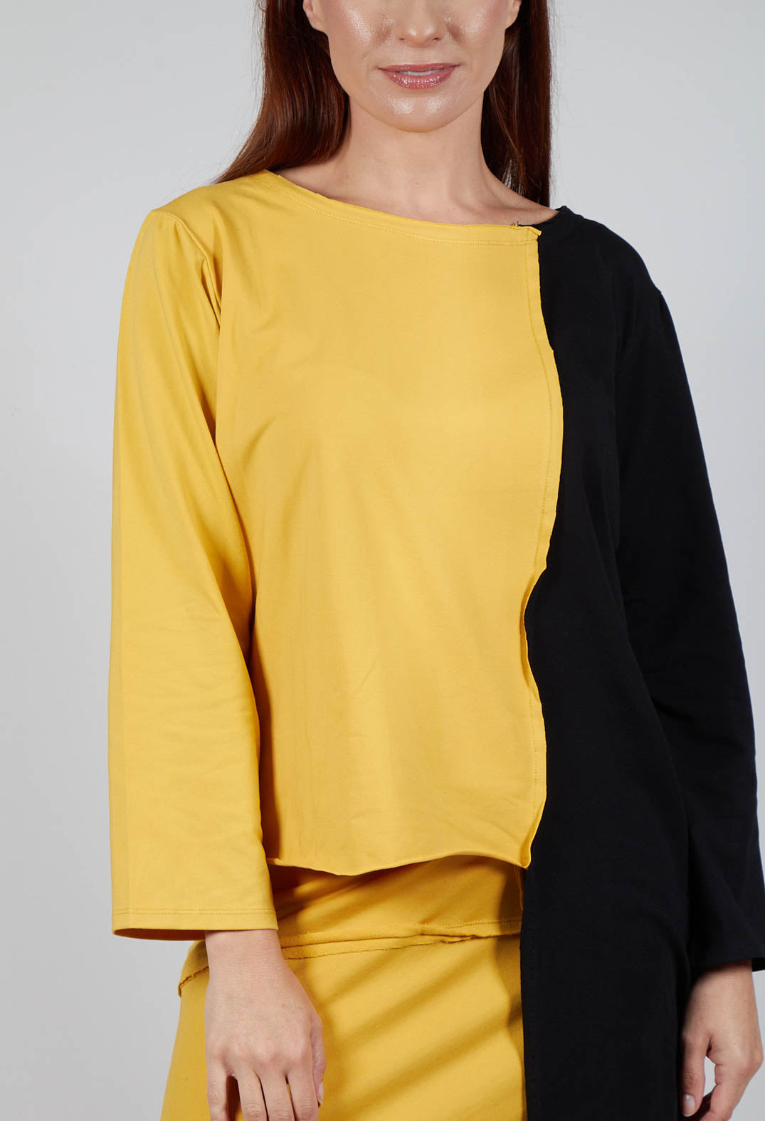 Asymmetric Jersey Top in Yellow and Black