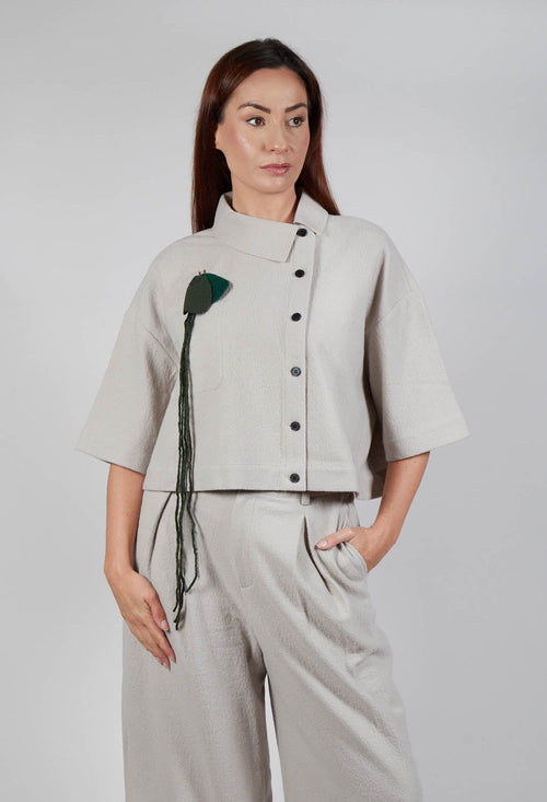 Asymmetric Point Collar Shirt in Cream