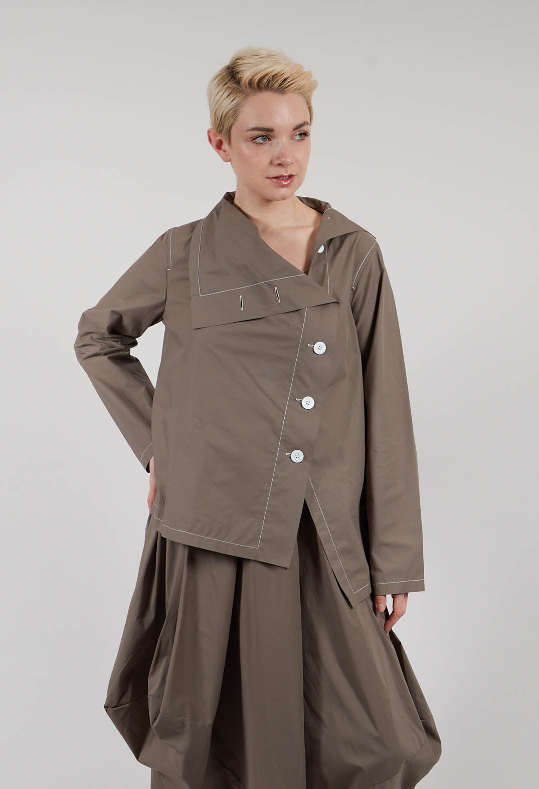 Asymmetric Shirt in Khaki