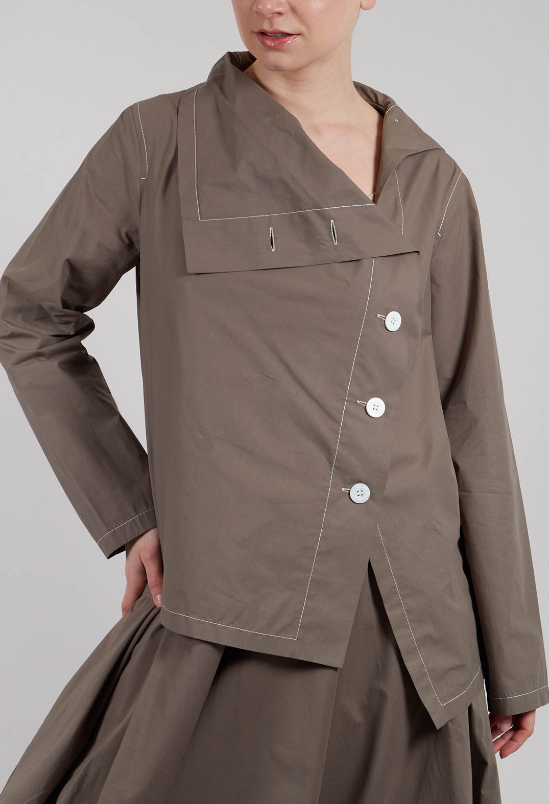 Asymmetric Shirt in Khaki