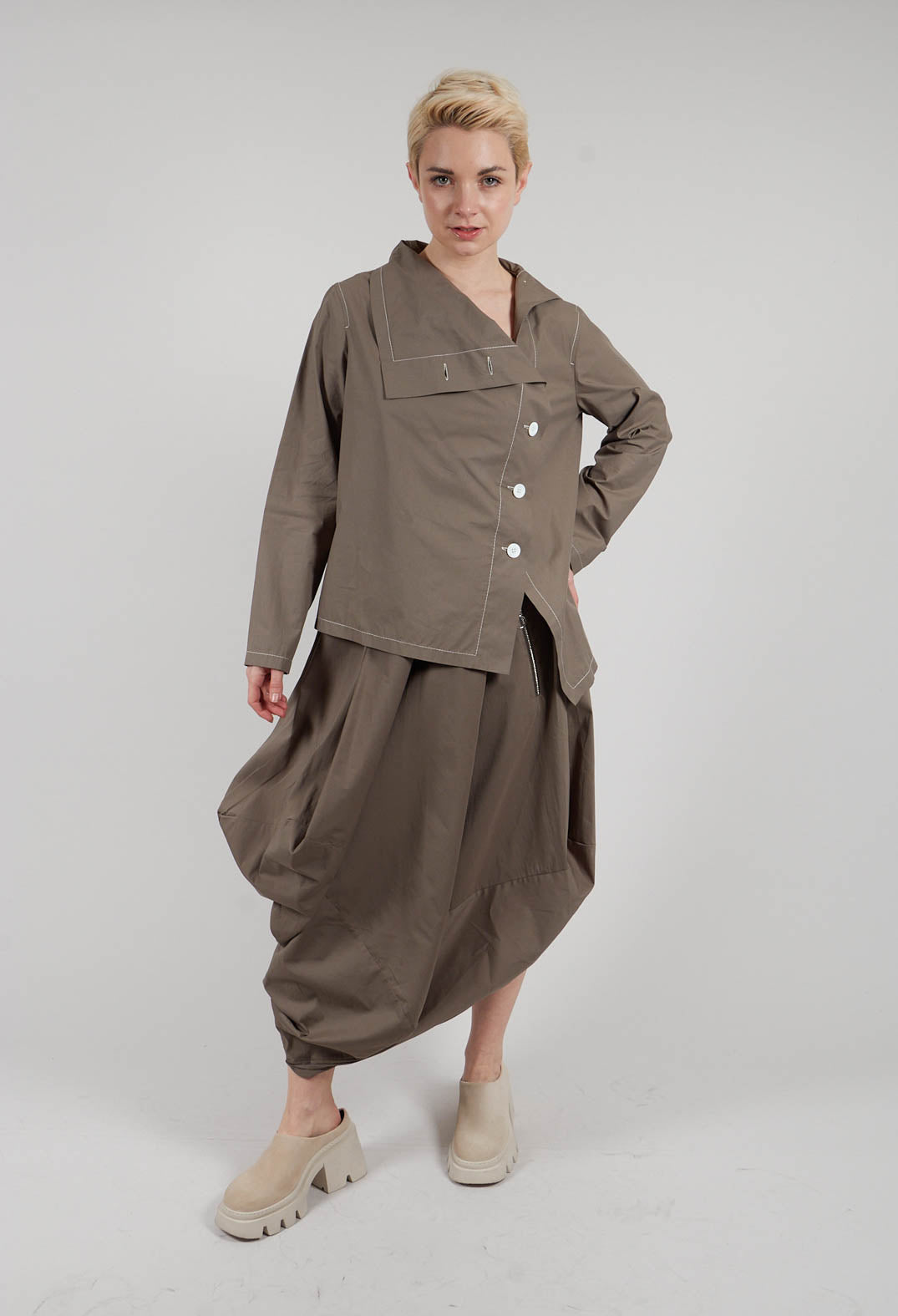 Asymmetric Shirt in Khaki