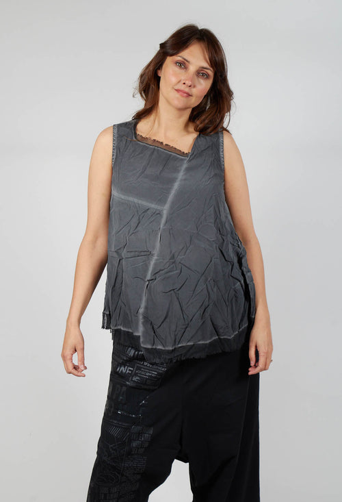 Asymmetrical A-Line Blouse in Coal Cloud