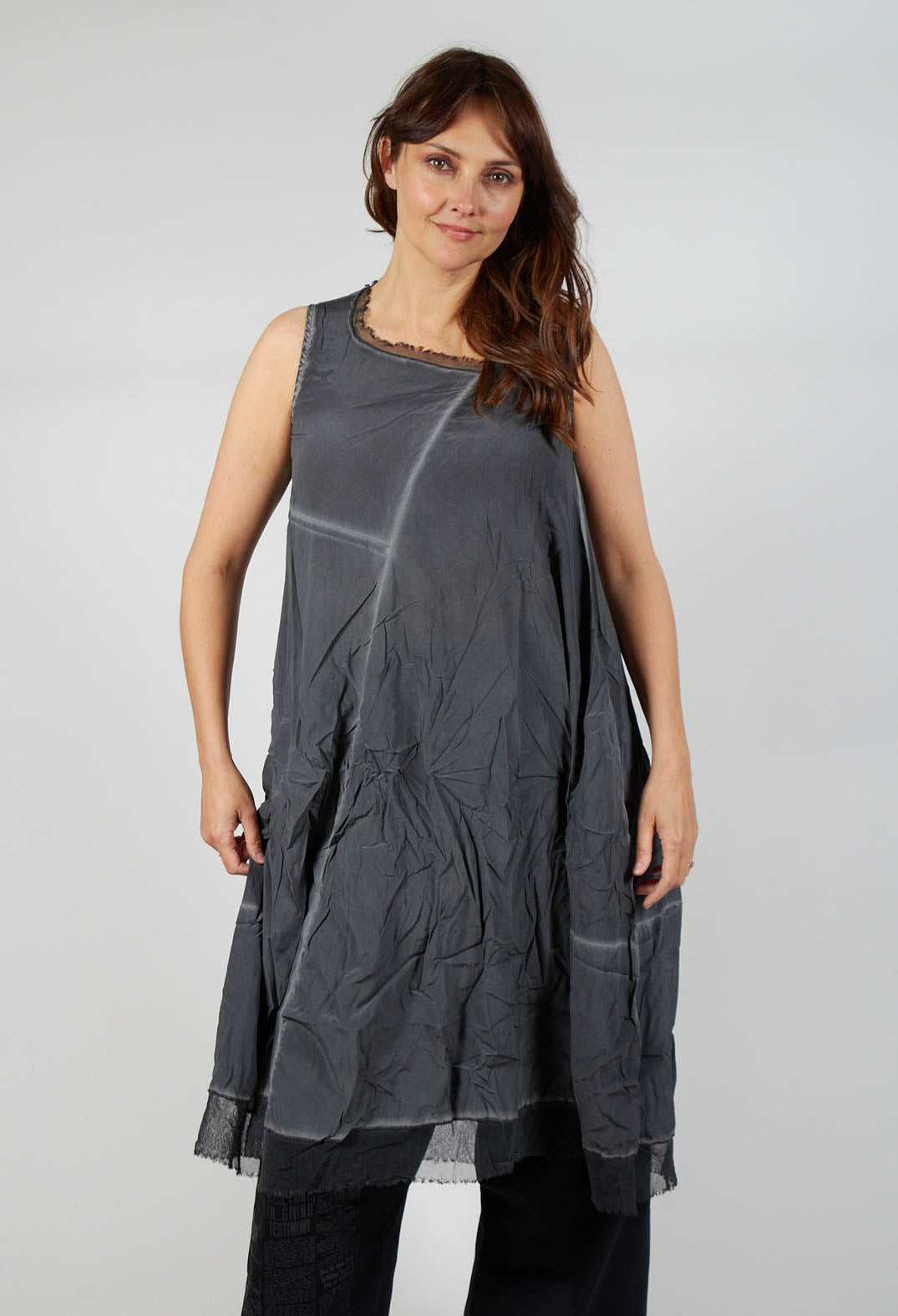 Asymmetrical A-Line Dress in Coal Cloud