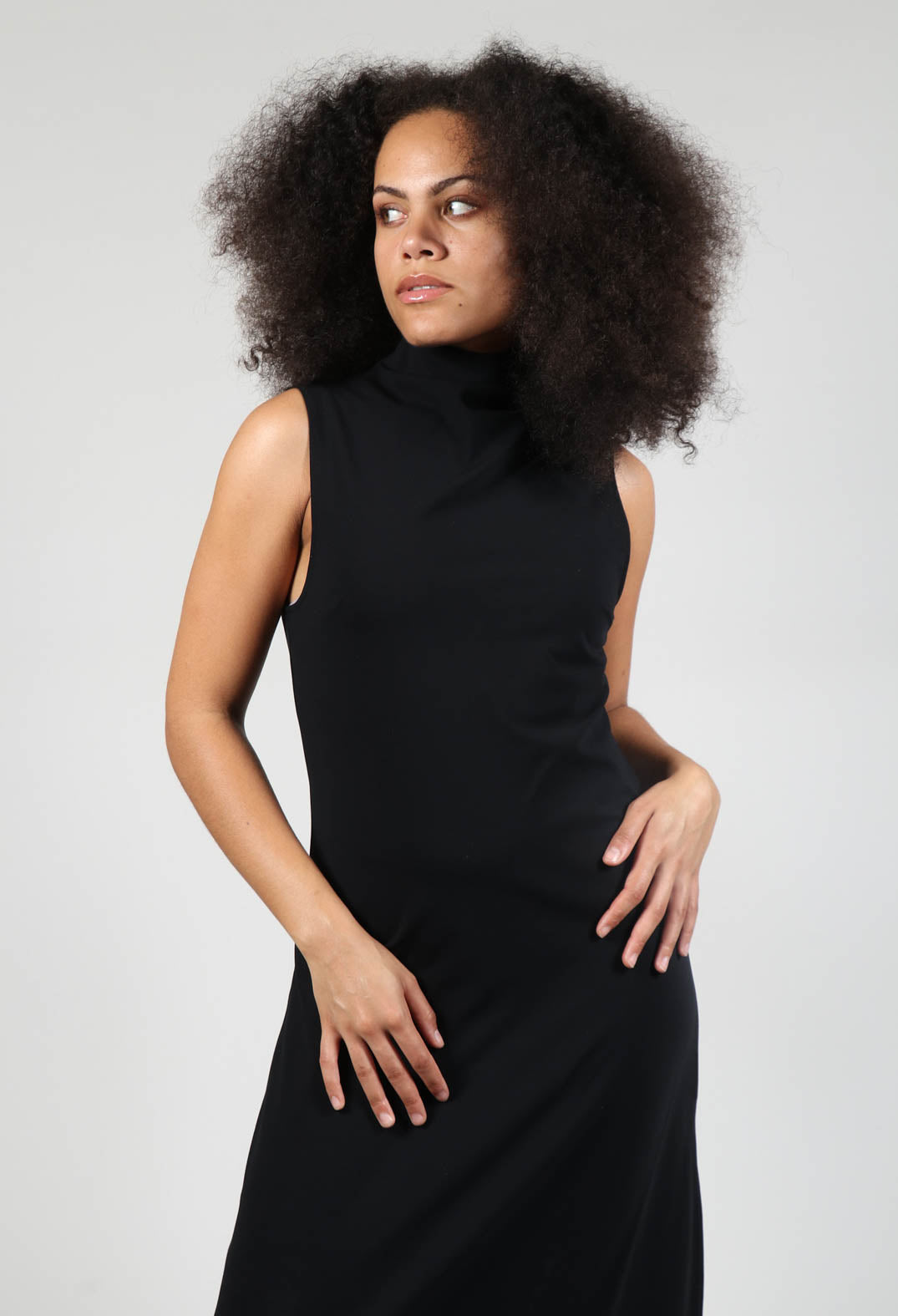 Black sleeveless best sale turtleneck dress