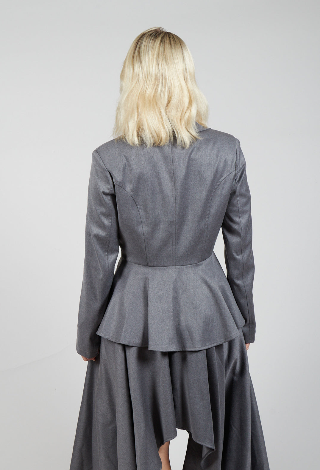 Asymmetrical Single Button Blazer in Grey