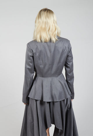 Asymmetrical Single Button Blazer in Grey