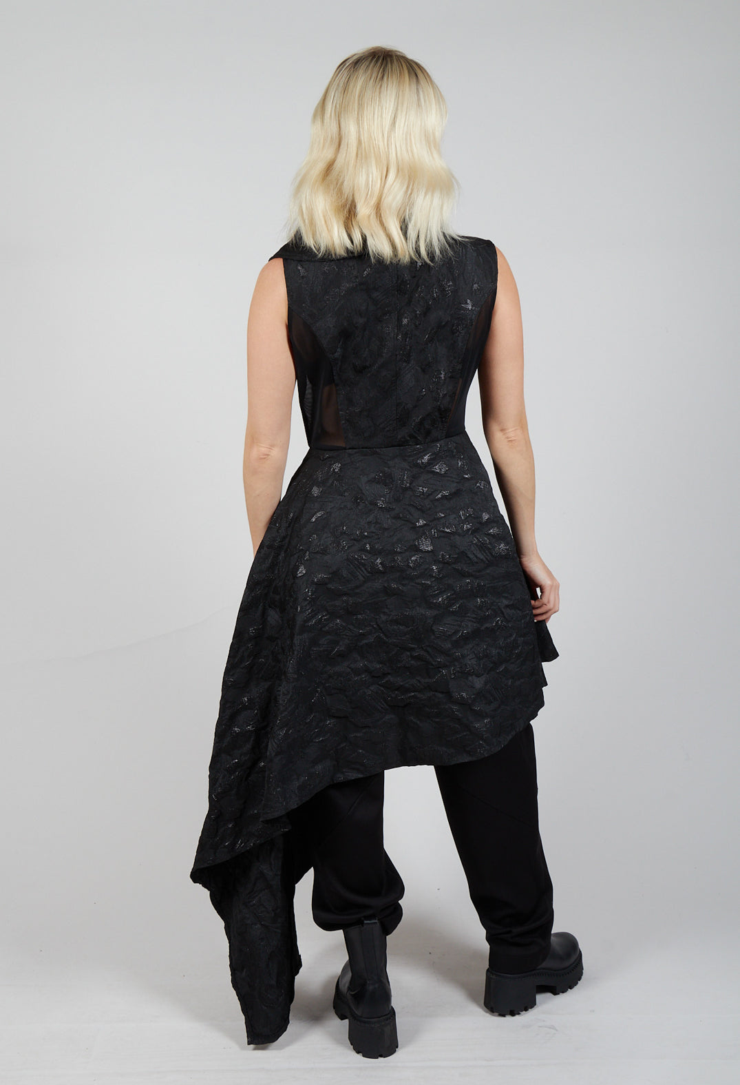 Asymmetrical Textured Dress in Black