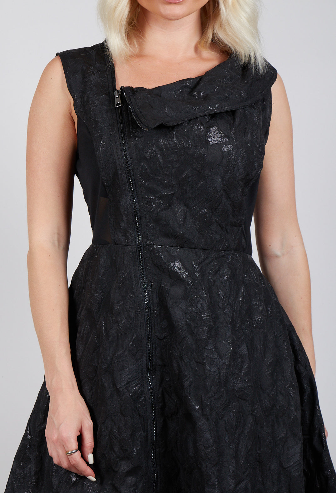 Asymmetrical Textured Dress in Black