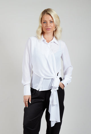 Asymmetrical Tie Blouse in White