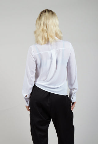 Asymmetrical Tie Blouse in White