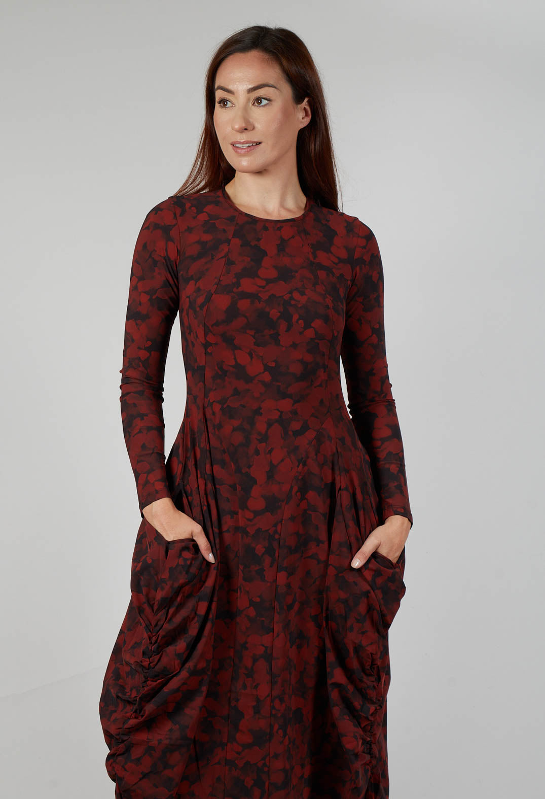 At Length Dress in Red Floral