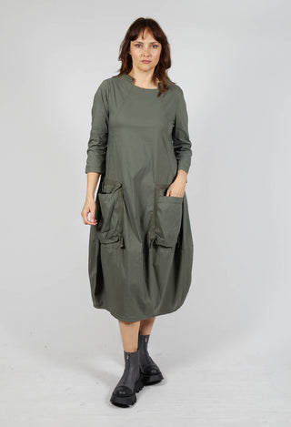 Balloon Hem Utility Dress in Camp