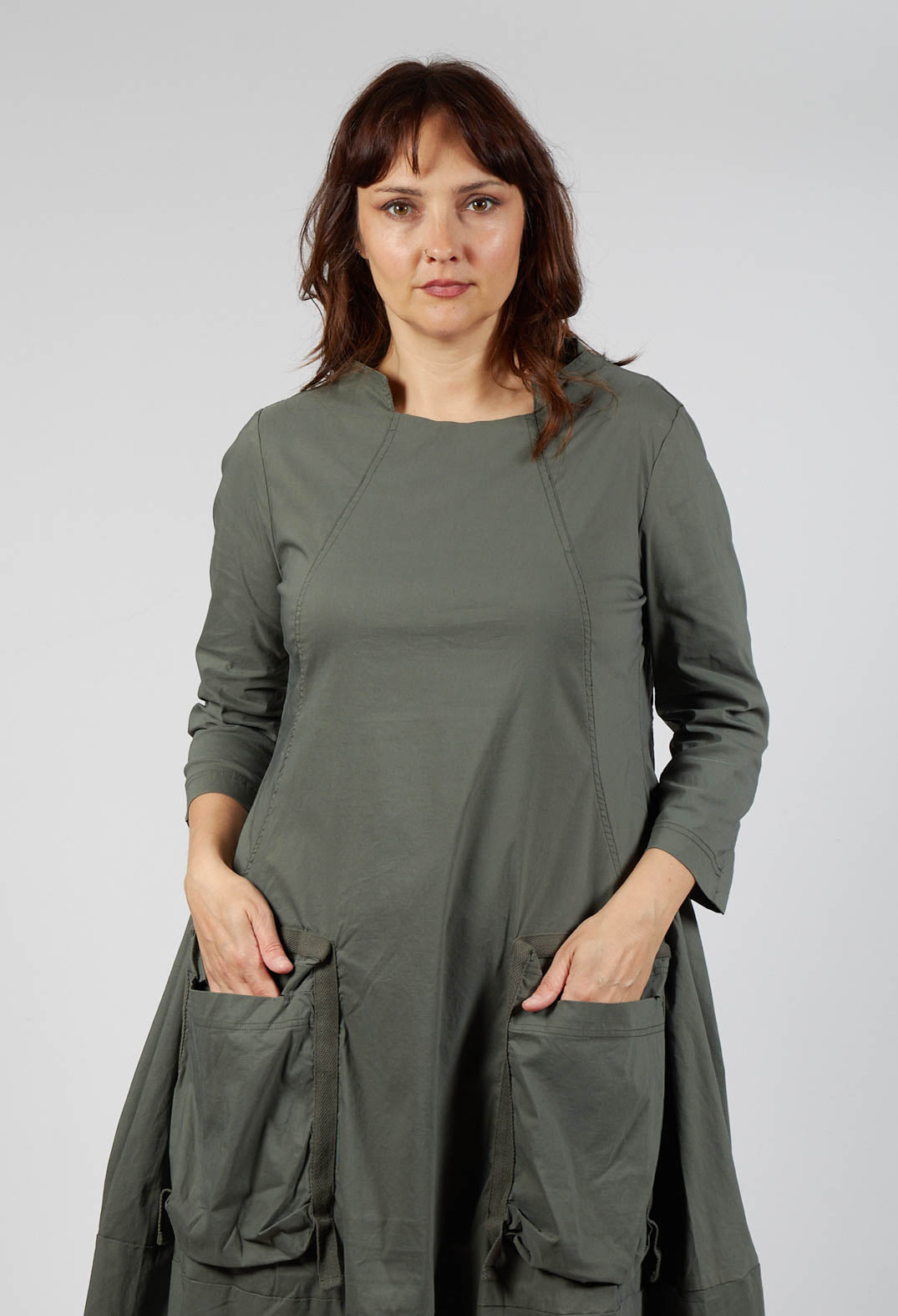 Balloon Hem Utility Dress in Camp