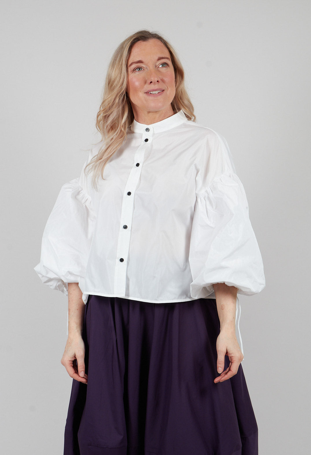 Balloon Sleeve Shirt in Off White