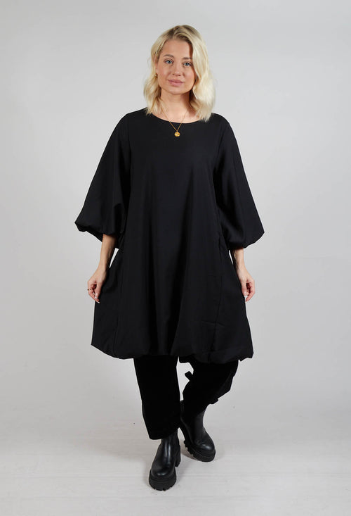 Balloon Sleeve Tunic Dress in Black